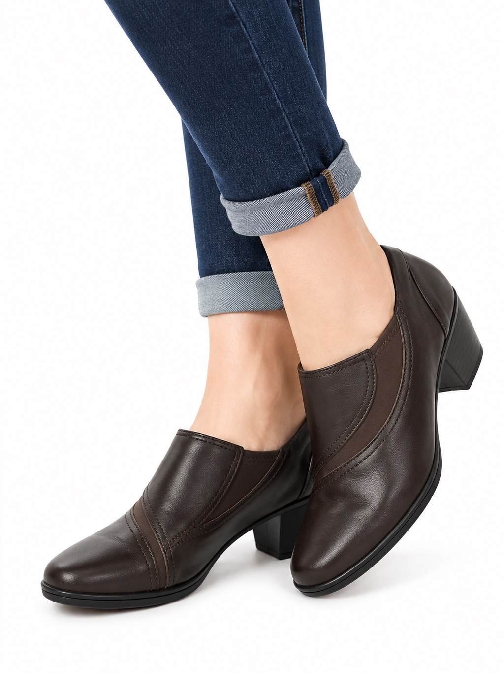 Size 7.5 Clarks Women’s Emslie Monet Brown Leather Comfort Block Heel Shoes